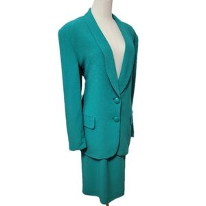 Christian Dior Vintage Skirt Suit Set Size 18 Retro 80's Corpcore Office Wear